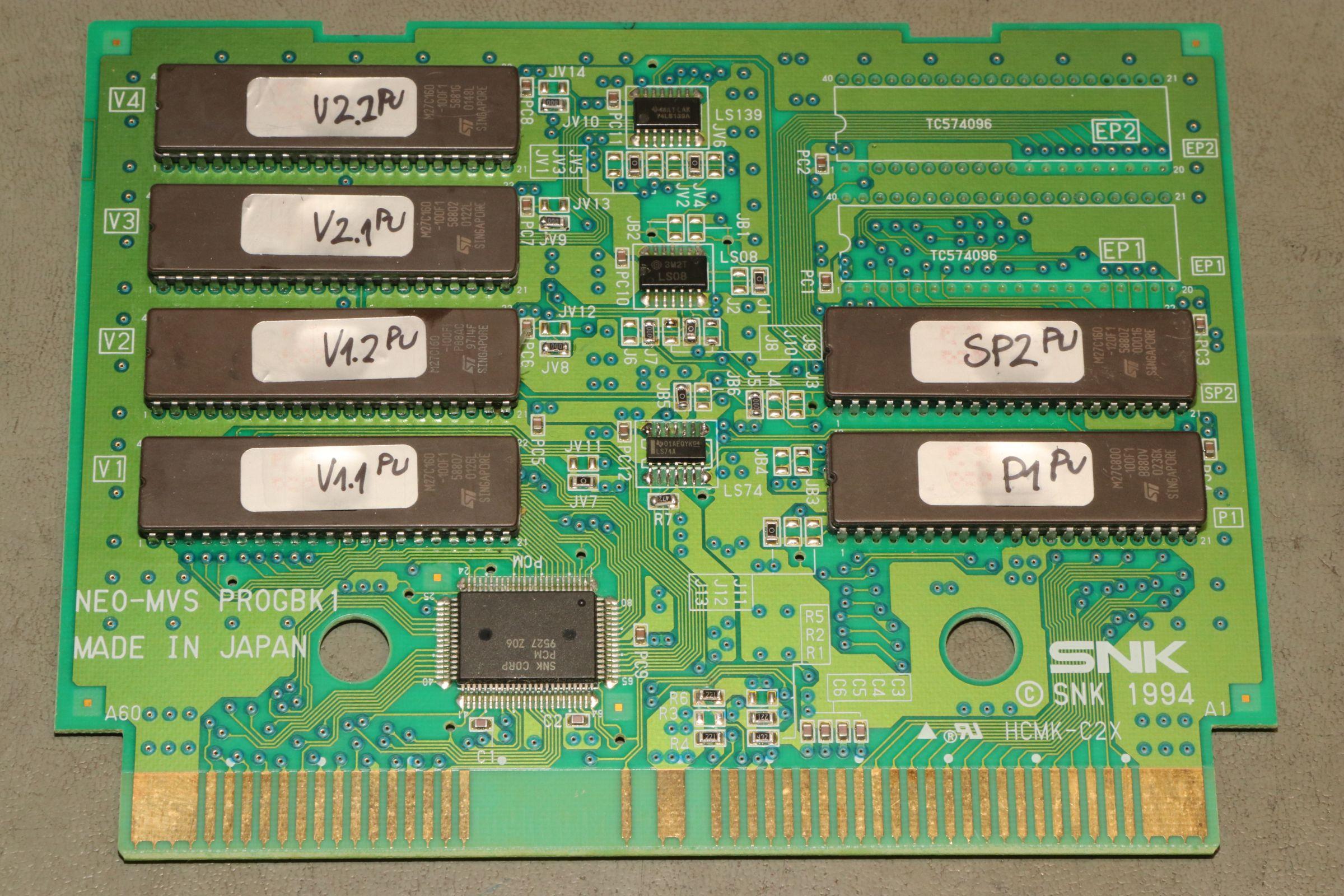 Physical internal construction of Neo Geo PROG and CHA boards.
